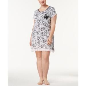 Layla Womens Ruffled Mesh Trim Sleepshirt Size 2XL